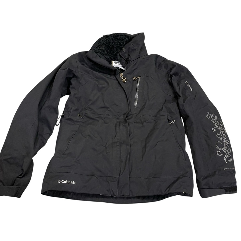 Columbia Titanium Omni-Tech Black Ski Jacket Coat Embroidered Detail Women’s - Picture 12 of 12